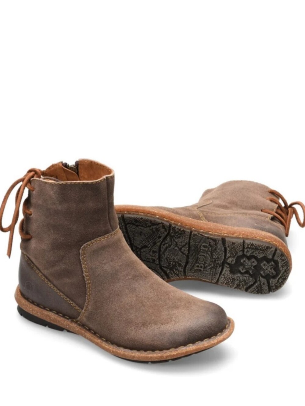 Born Taran Distressed Leather Ankle Zip-Up Terrain Comfort Handcrafted Boots 9